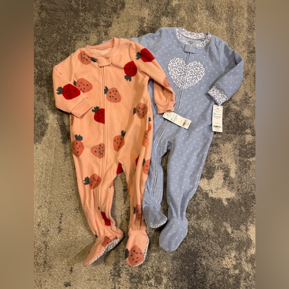 2 Carter’s Strawberry and Heart Print Kids One Pieces
